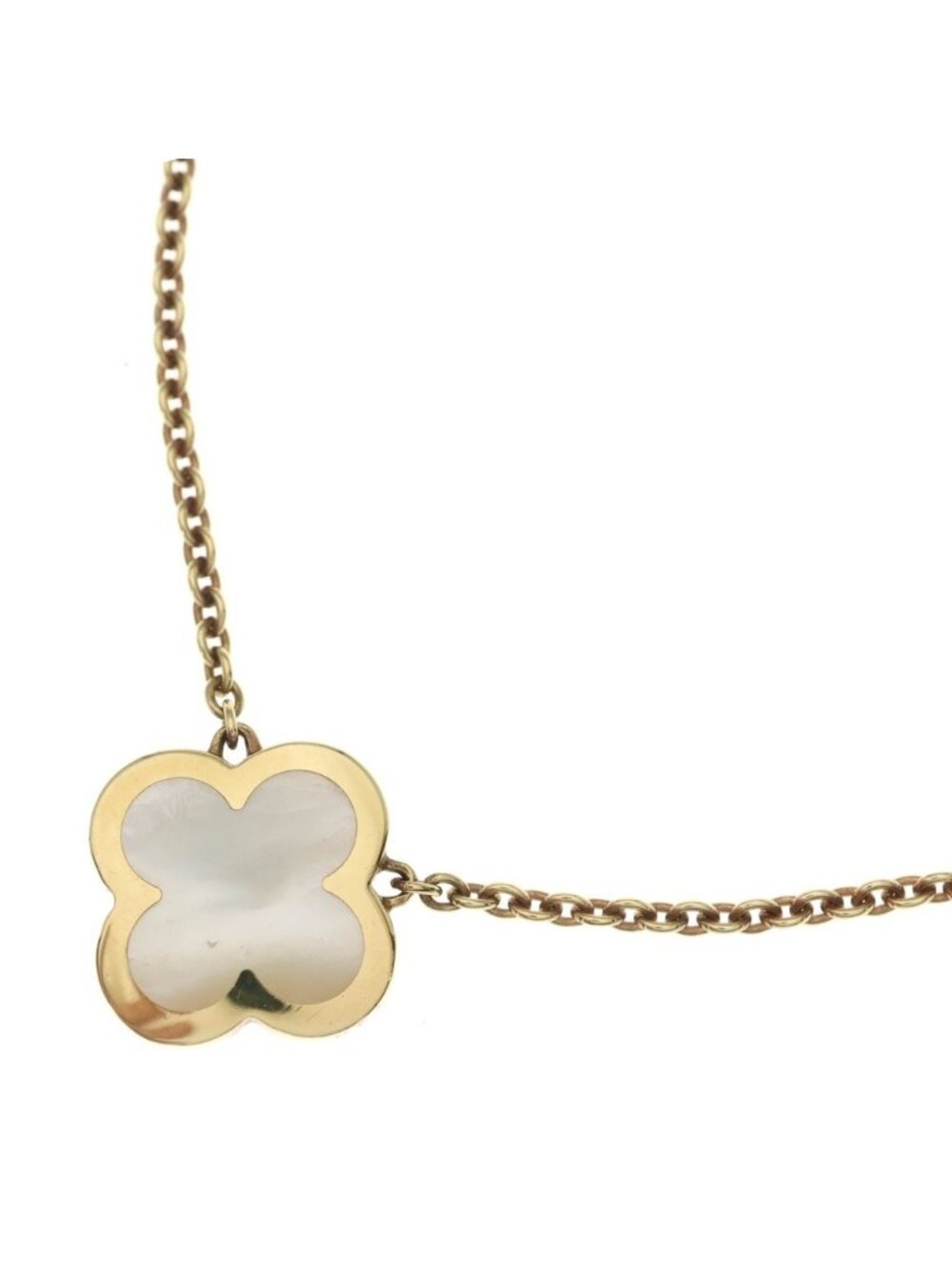 Van Cleef & Arpels Pure Alhambra Necklace Yellow Gold White Shell